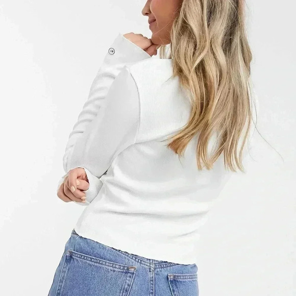 NIKE Turtleneck Ribbed Sweater Top in White, Size XS - Picture 4 of 12